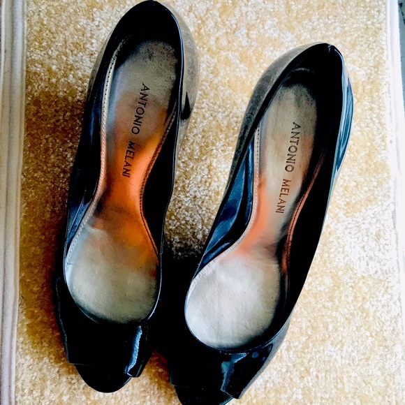 Antonio Melani Peep Toe Heels-Black Size 8 - Picture 1 of 6